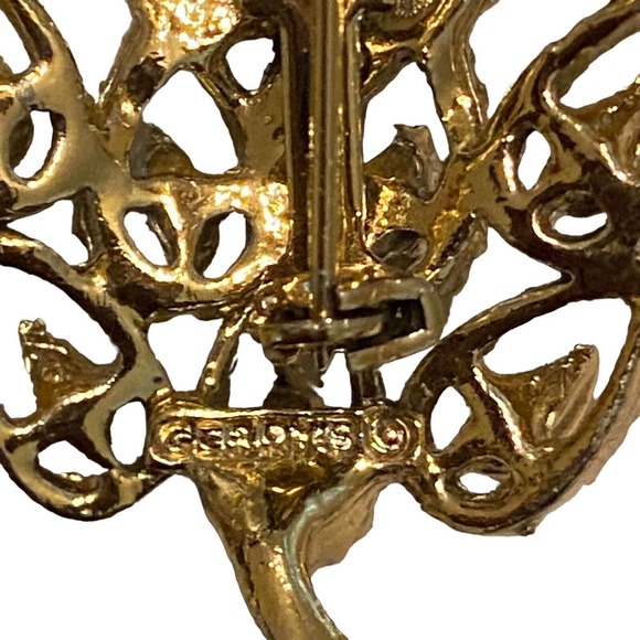Vintage Gold Tone Turquoise Tree Brooch - Picture 5 of 6
